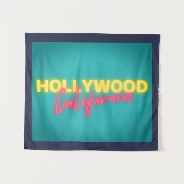 Hollywood Vintag Neon Lights Wandteppich (Vorderseite (Horizontal))