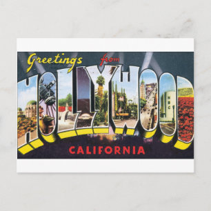 HOLLYWOOD Vintage-Reisegepäcklabel Postkarte