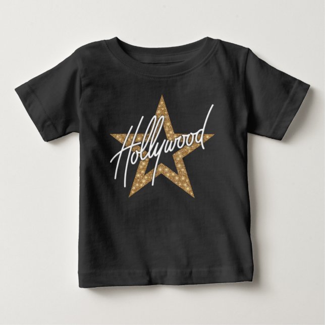 Hollywood White Hand Script mit Star Baby T-shirt (Vorderseite)