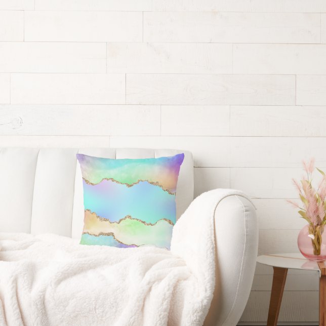 Holo Agate | Imitate Iridescent Pastel Ombre Marmo Kissen (Liege)