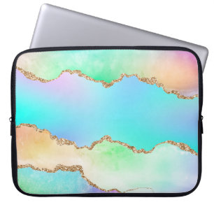 Holo Agate Imitate Iridescent Pastel Ombre Marmo Laptopschutzhülle