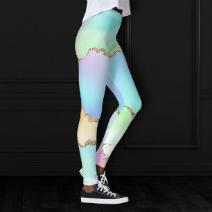 Holo Agate   Imitate Iridescent Pastel Ombre Marmo Leggings