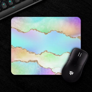 Holo Agate Imitate Iridescent Pastel Ombre Marmo Mousepad
