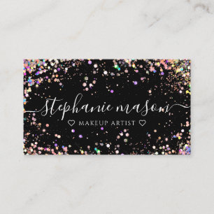 Holo Glitter Makeup-Artist Schwarze Visitenkarte Telefonnummerkarte
