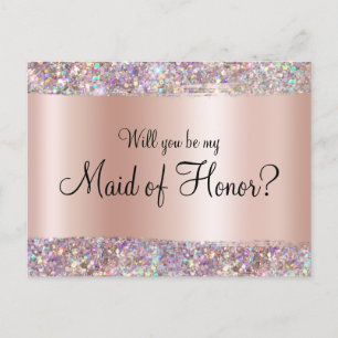 Holo Glitter Rand Pastell Roségold Folienverlauf Postkarte