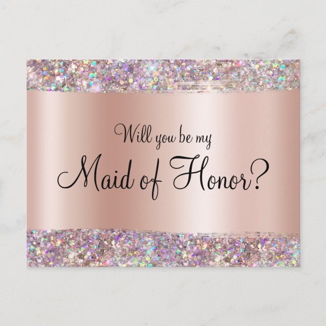 Holo Glitzer Edge Pastel Rose Postkarte (Vorderseite)