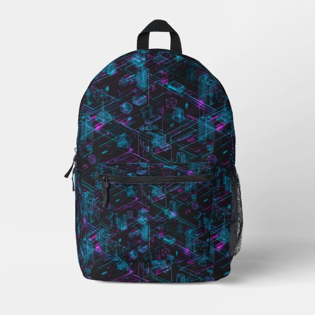 Holo Grid City Backpack Bedruckter Rucksack (Vorderseite)