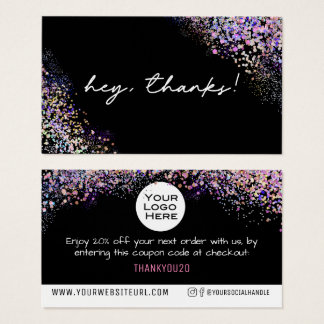Holo Parties scintillant Merci Ajouter Logo Carte