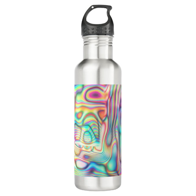 Holografisch Abstrakt modern futuristisch Cool Edelstahlflasche (Vorderseite)