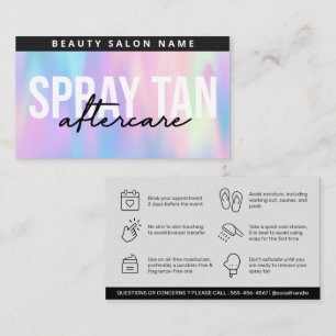 Holografisch bearbeitbarer Sif Spray Tan Aftercare Visitenkarte