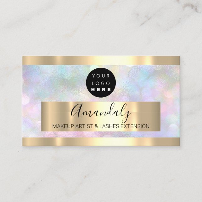 Holografisch beruflich Makeup Artist Lash Logo Visitenkarte (Vorderseite)