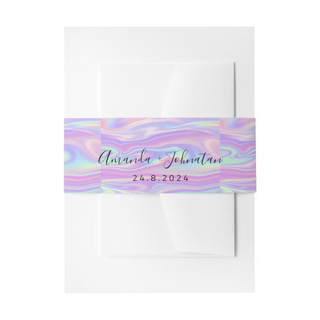 Holografisch Delikatname Datum Hochzeit Minimal Einladungsbanderole (Vorderseite Beispiel)