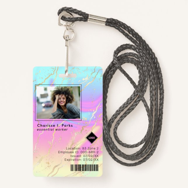 Holografisch | Mitarbeiter Foto ID Company Securit Ausweis (Vorderseite mit Schlüsselband)