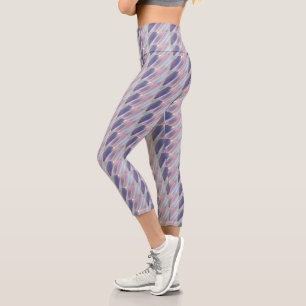 Holografisch Niedlich Striped Girly Capri Leggings