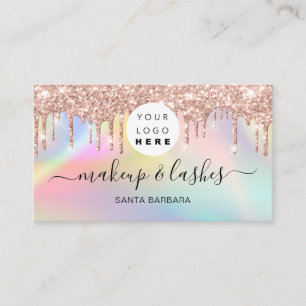 Holografisch Pink Blue Logo QR Lash Makeup Tropfen Visitenkarte
