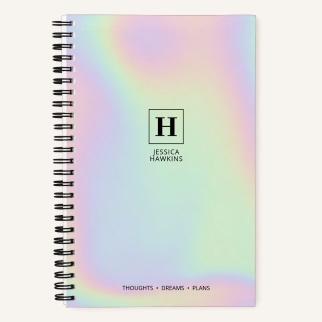 Holografisch ridesziertes Luminous-Classic-Monogra Notizbuch (Vorderseite)