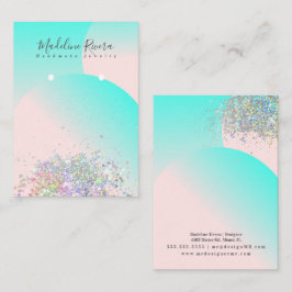Holografisch rosa Gradient Earring Display Card Telefonnummerkarte