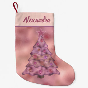 Holografisch rosa Weihnachtsbaum Doppelseitiger Na Kleiner Weihnachtsstrumpf