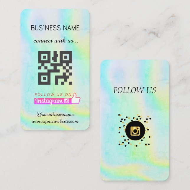 Holografisch - Social Media QR Code Business Card Visitenkarte (Vorne/Hinten)