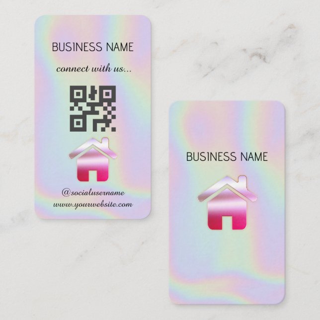 Holografisch - Social Media QR Code Business Card Visitenkarte (Vorne/Hinten)