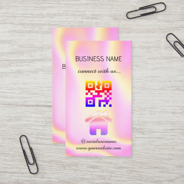 Holografisch - Social Media QR Code Business Card Visitenkarte (Vorderseite/Rückseite Beispiel)