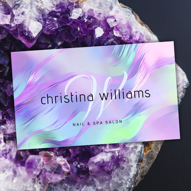 Holografisch Visitenkarte (Modern Monogram Holographic Business Card)