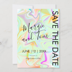 Holografische abstrakte Typografie Save-the-Date-K Einladung