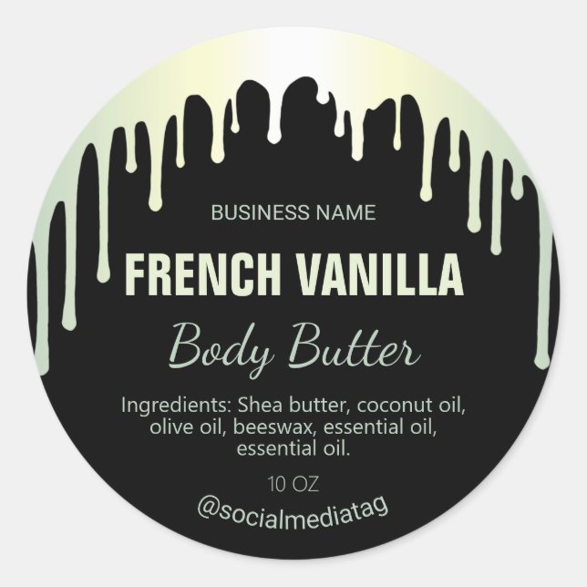 Holografische Effekte Tropfen Body Butter Labels Runder Aufkleber (Vorderseite)