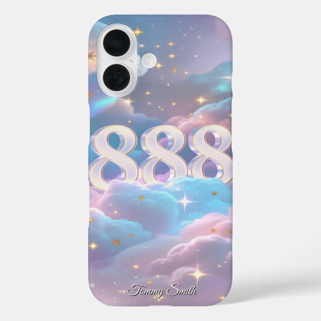 Holografische Engelnummer - kosmische Manifestatio iPhone 16 Hülle (Rückseite)