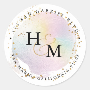 Holografische Farben Gold Script Ampersand Runder Aufkleber