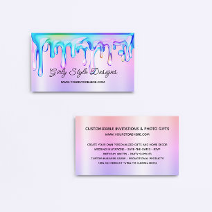 Holografische Farbtropfen Pastell-Regenbogen-Ombre Visitenkarte