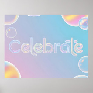 Holografische Feier: "Feiern"-Typografie Poster