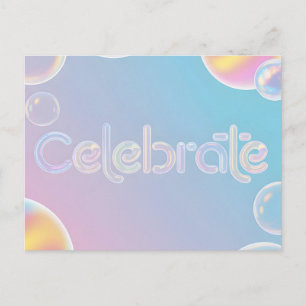 Holografische Feier: "Feiern" Typografie Postkarte