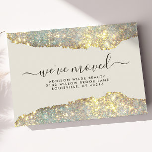 Holografische Glam Glitter Salon Umzugsankündigung Ankündigungspostkarte