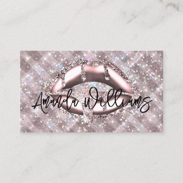 Holografische Glitzern Rose Gold Glitzer Lips Einz Visitenkarte (Vorderseite)