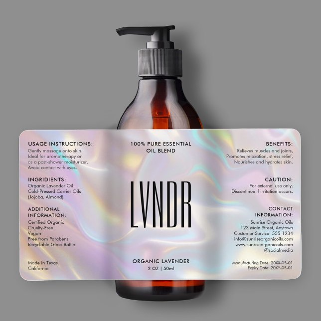 Holografische Inhaltsstoffe des modernen Badereich (Modern Bath Body Beauty Ingredients Holographic Label
)