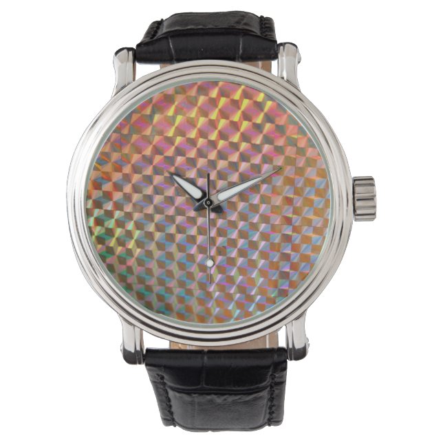holografische Metallfotografie, farbenfrohe Gestal Armbanduhr (Vorderseite)