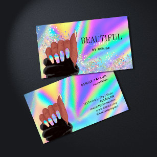 holografische Nägel Salon afroamerikanische Handge Visitenkarte