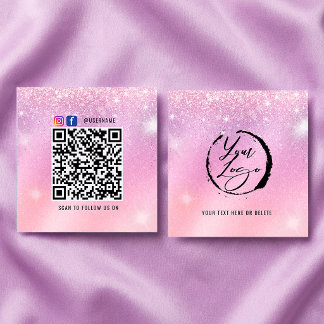 Holografische Pastell-Markenkarte mit QR-Code Quadratische Visitenkarte