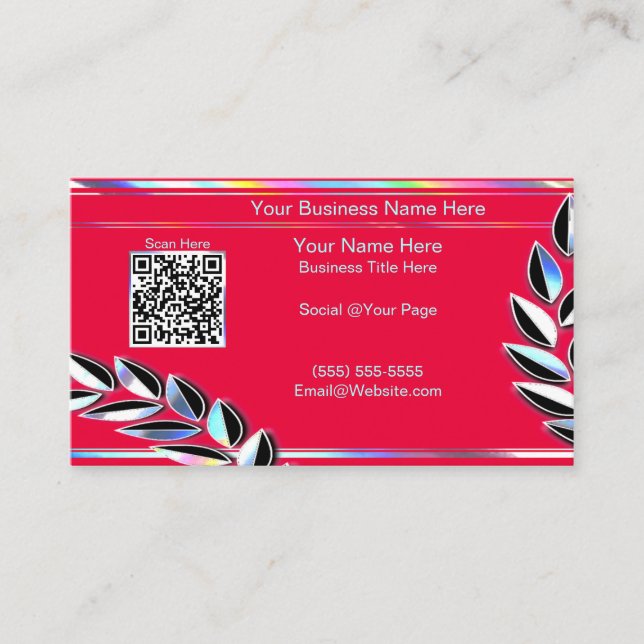 Holografische QR-Code Red Business Card Visitenkarte (Vorderseite)