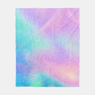 Holografische reale Textur in blau rosa grünen Far Fleecedecke