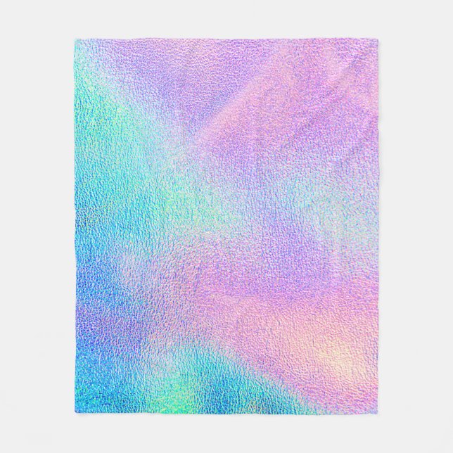 Holografische reale Textur in blau rosa grünen Far Fleecedecke (Vorderseite)