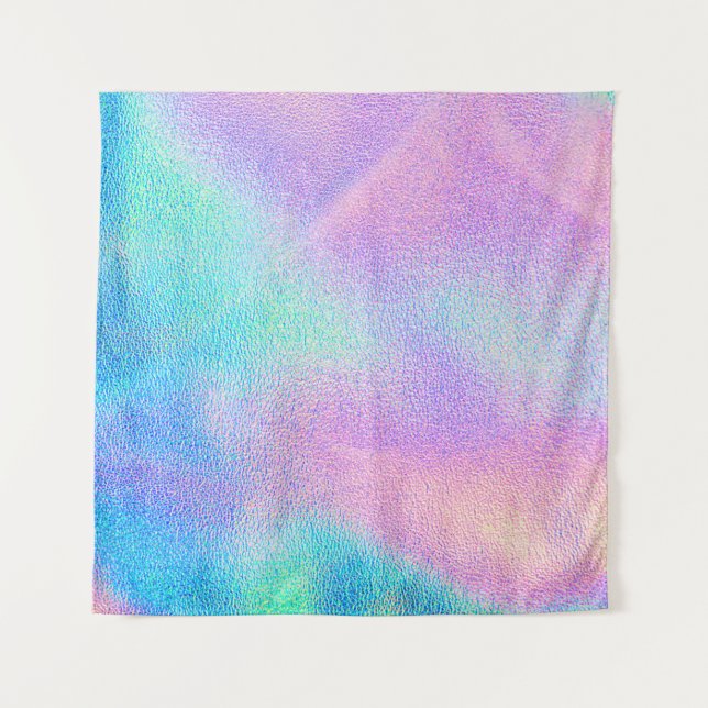 Holografische reale Textur in blau rosa grünen Far Wandteppich (Vorderseite)