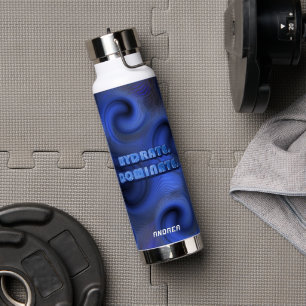 Holografische Retro-Swirls in Blauem Neon-Fitness Trinkflasche