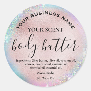 Holografische Rose Gold Body Butter Label Runder Aufkleber