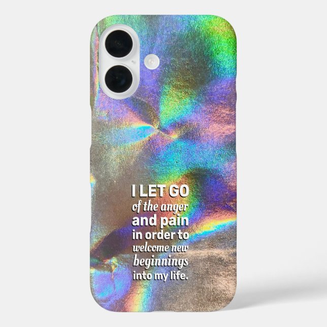 Holografische Schmerz- und Schmerzmanagement-Affir iPhone 16 Hülle (Rückseite)