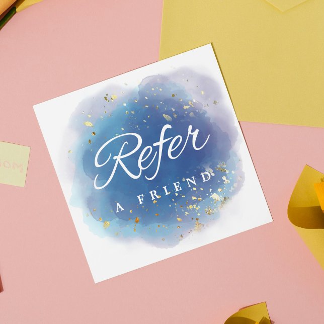 Holografische Signatur-Script Moderner Glam-Glitze Empfehlungskarte (Holographic Signature Script Modern Glam Glitter Referral Card
)