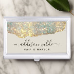 Holografische Signatur-Script Moderner Glam-Glitze Visitenkarten Dose<br><div class="desc">Holografisches Signaturskript Modernes Glam Glitzer Business Card Case. Dieses Design besticht durch ein elegantes Schriftart-Set im Stile eines Signatur-Skripts vor einem schönen,  modernen,  strahlenden Hintergrund. Ideal für einen Schönheitssalon,  einen Friseur,  einen Schminkkünstler oder Kosmetologen.</div>