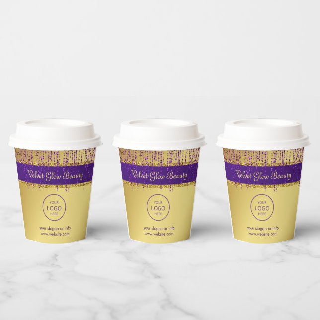 Holografische Signatur-Script Moderner Gold-Glitze Pappbecher (Multi)