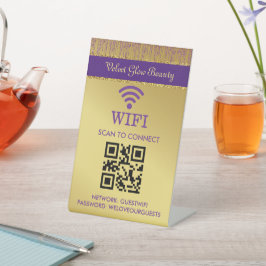 Holografische Signatur-Script Moderner Gold-Glitze Sockelschild